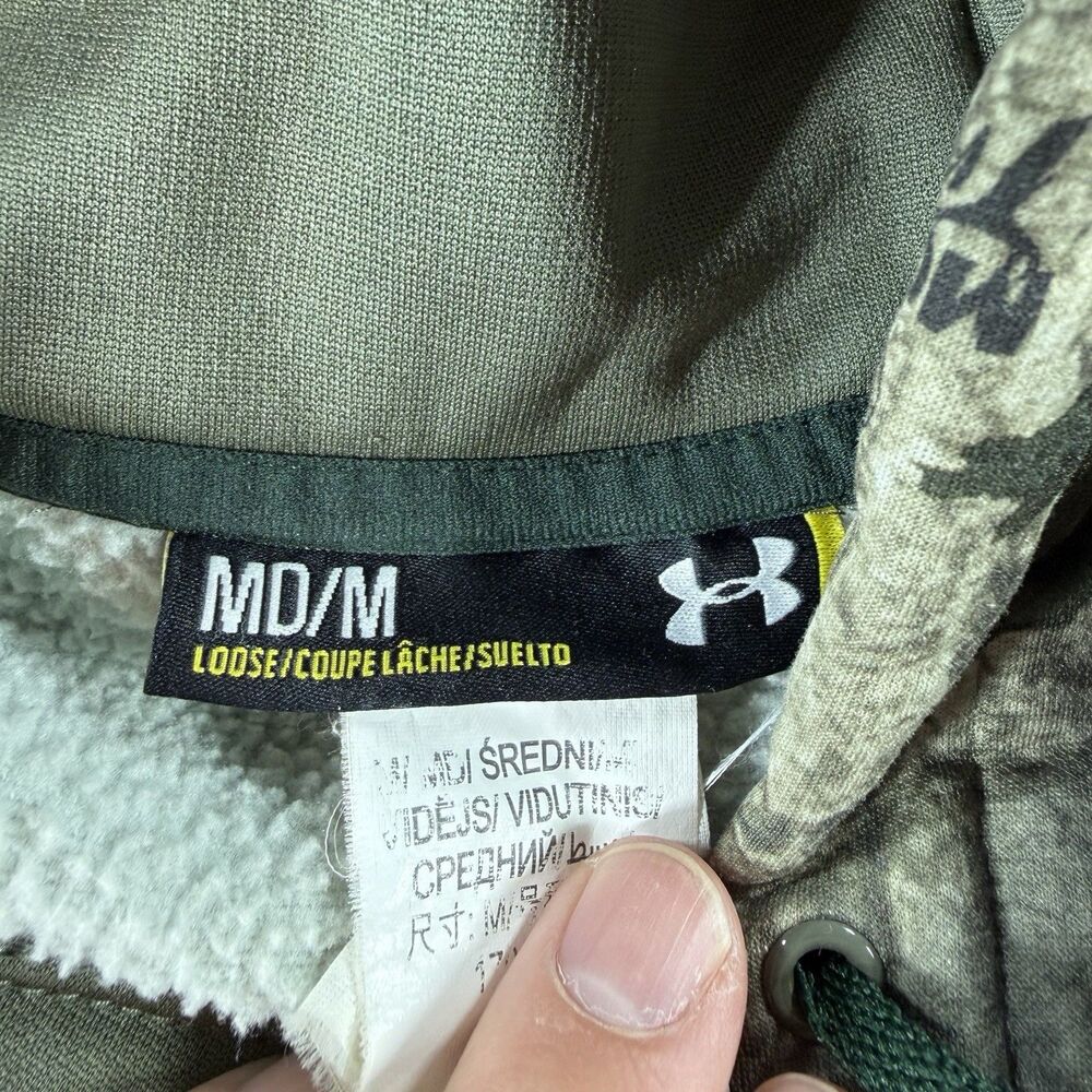 Under Armour Hoodie Mens Medium Mossy Oak Treestand Camo Pullover Sweatshirt - Picture 3 of 8